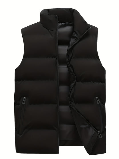 Men's Solid Color Stand Collar Jacket, Thin Lightweight Stylish Long Sleeve Coat Winter And Autumn Outdoor Clothes - ayq
