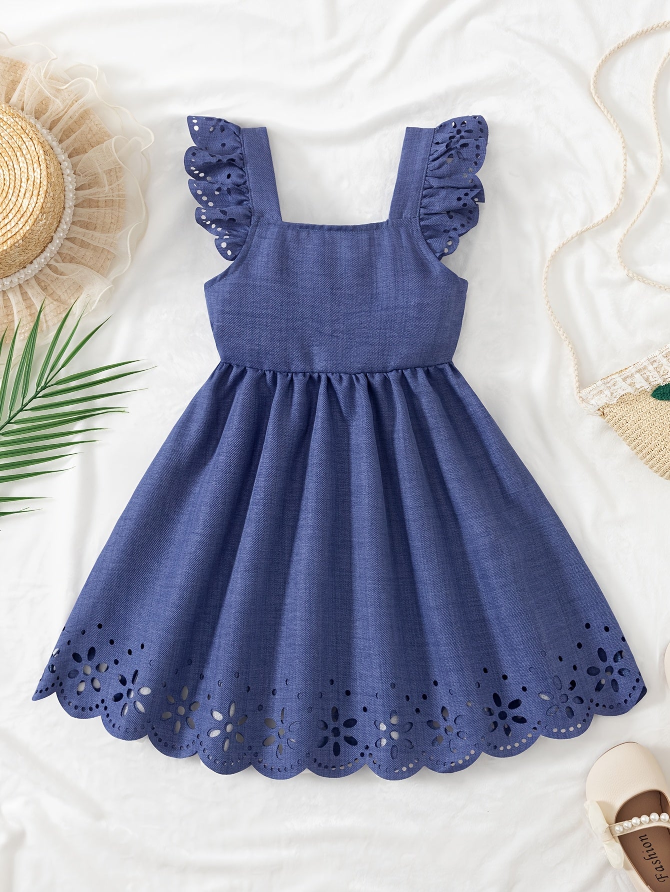 Girls' Elegant Summer Bodycon Dress with Ruffled Sleeves