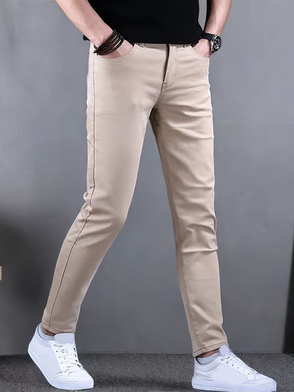 Men's Casual Slim Fit Jeans, Men's Versatile Classic Design Denim Pants for All Seasons
