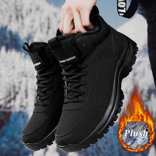 Men's Winter High-Top Footwear - Thick Insulation for Cold Protection, Comfortable Hiking and Walking Shoes