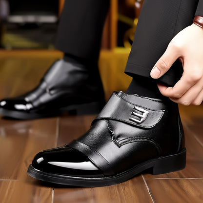 Winter Men'S Fleece-Lined Business Shoes, Warm And Stylish, Suitable for Business And Festive Occasions.