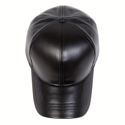 Men's PU Leather Baseball Cap Casual Adjustable Hat