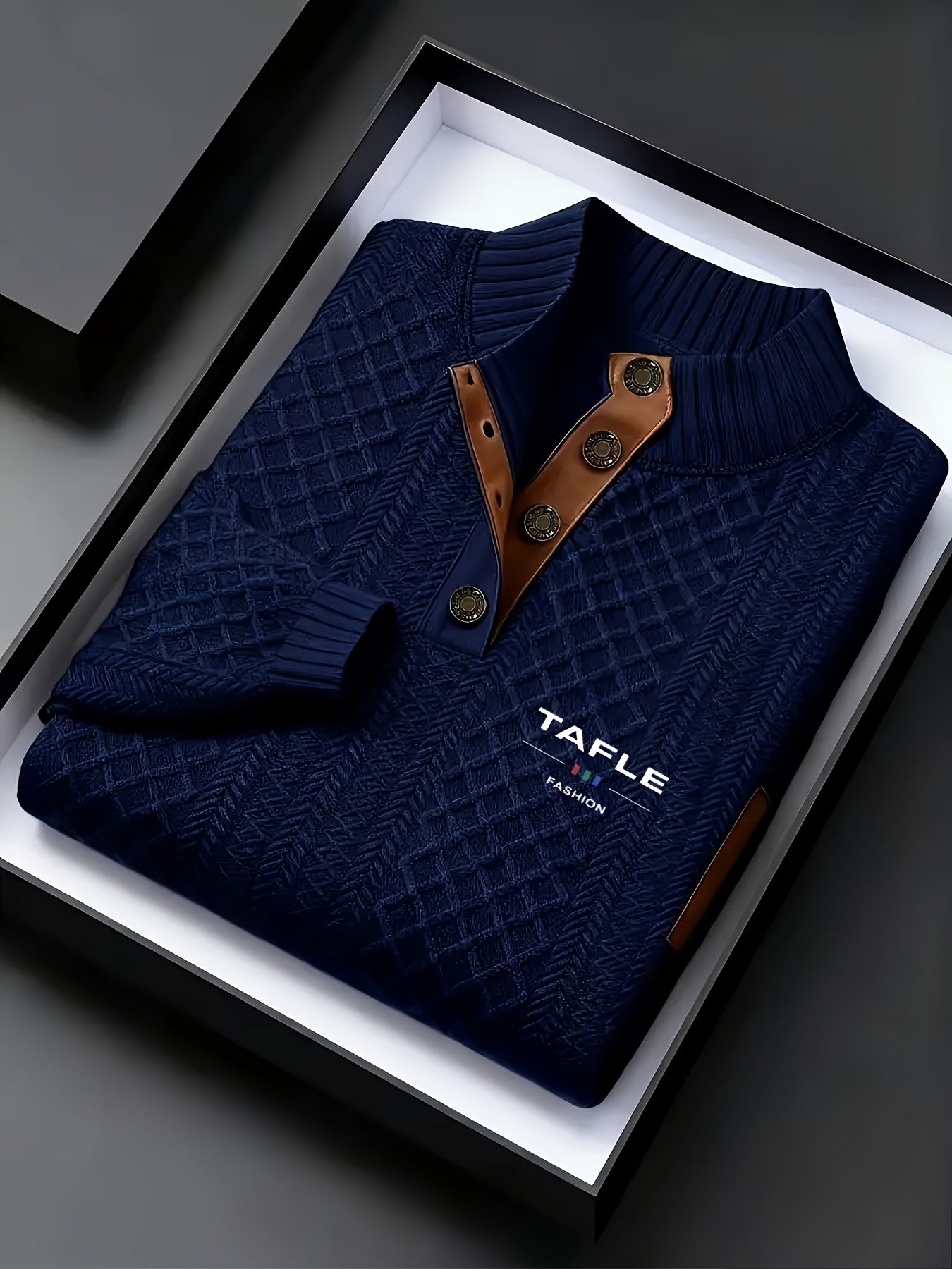 Milan High-Quality New Luxury Men'S Stand-Up Collar Jacquard Knitted Sweater, Casual Long-Sleeve Jacquard Golf Shirt