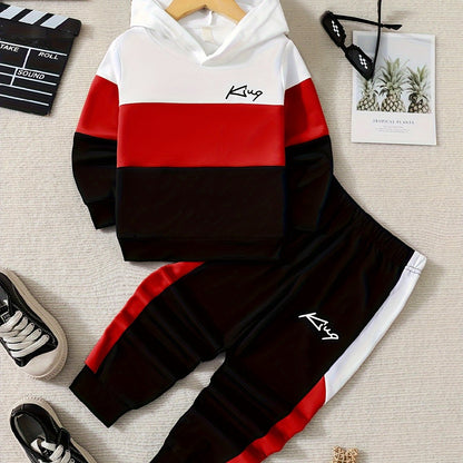 2 հատ տղայի «Թագավորական» նախշերով գլխարկով հանդերձանք, ոճային գունային բլոկներով կարված գլխարկի և տաբատի հավաքածու, մանկական հագուստ աշուն/ձմեռ բացօթյա հագուստի համար, որպես նվեր