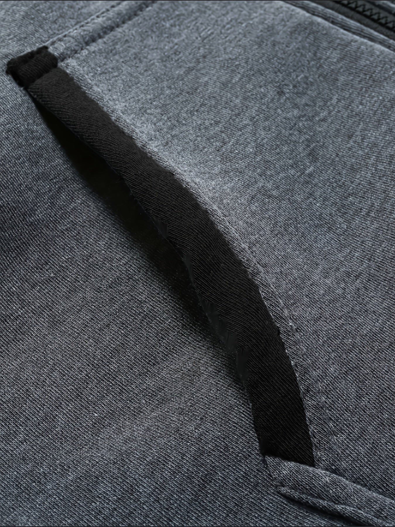 Men's 2025 Autumn East New Zipper Hoodie - Black & Grey Color-Block Contrast with White Piping, Full-Zip Closure, Chest Pocket & Adjustable Hood, Casual Streetwear for Teen Boys & Young Men, Durable Everyday Outerwear