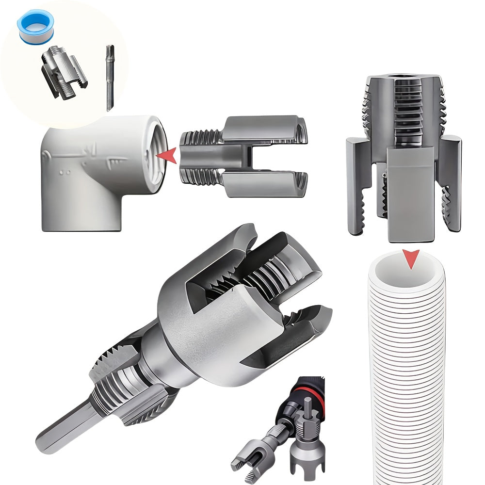 A Set of Three Pipe Threading Tools, Suitable for Processing 1/2 Inch PPR Internal And External Threads, Including Taps And Tools with Sealing Tape.