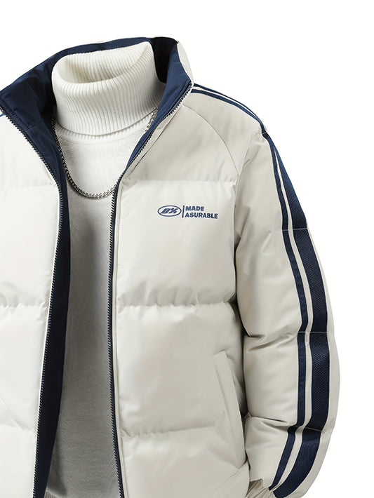 Տղամարդու ամուր ջերմային բաճկոն - երկկողմանի ձմեռային վերարկու՝ կայծակաճարմանդով, փափուկ, չձգվող գործվածքով, կանգնած օձիք - ցուրտ եղանակի վերնազգեստ՝ գրասենյակի, աշխատանքի, զբոսանքի, խիտ, բացօթյա - հեշտ խնամվող պոլիեսթերային բաճկոն, ձմեռային բաճկոն