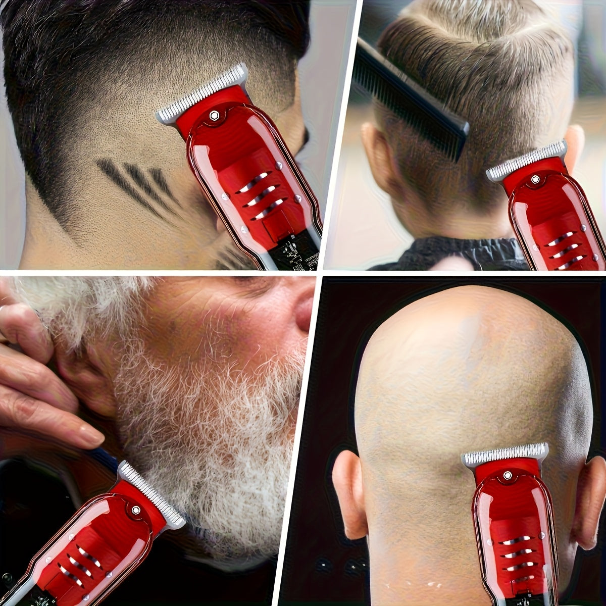 Professional Cordless Hair Clipper with Digital Display | Transparent Barber Trimmer with 4 Limiting Comb, USB Rechargeable, High-Quality, ABS Plastic Body, for Salon, Home, Travel