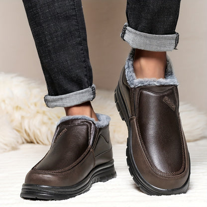 Տղամարդկանց ձմեռային ձմեռային կոշիկներ՝ բրդյա և կամարի հենարանով - Բոլոր եղանակների համար նախատեսված ցուրտ եղանակի լեռնագնացության կոշիկներ, սահքակայուն ռետինե ներբան, կլոր քթով դիզայն՝ առօրյա և բացօթյա հագուստի համար, լեռնագնացության կոշիկներ