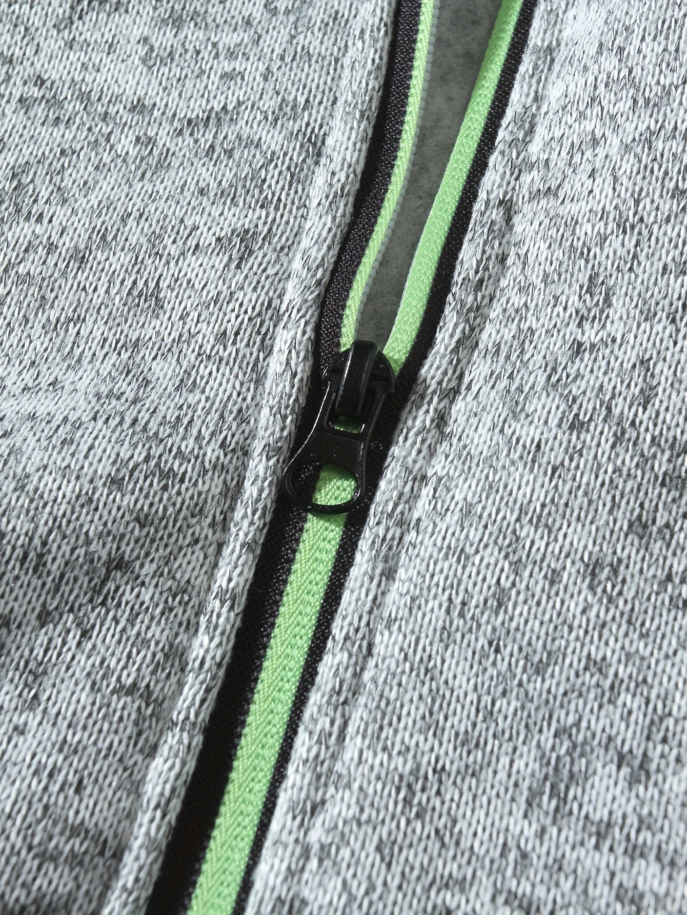 Men's Sporty Full-Zip Stand Collar Sweatshirt - Long Sleeve Casual Pullover with Neon Green Accents, Solid Color Non-Stretch Fabric, Regular Fit for Fall Winter