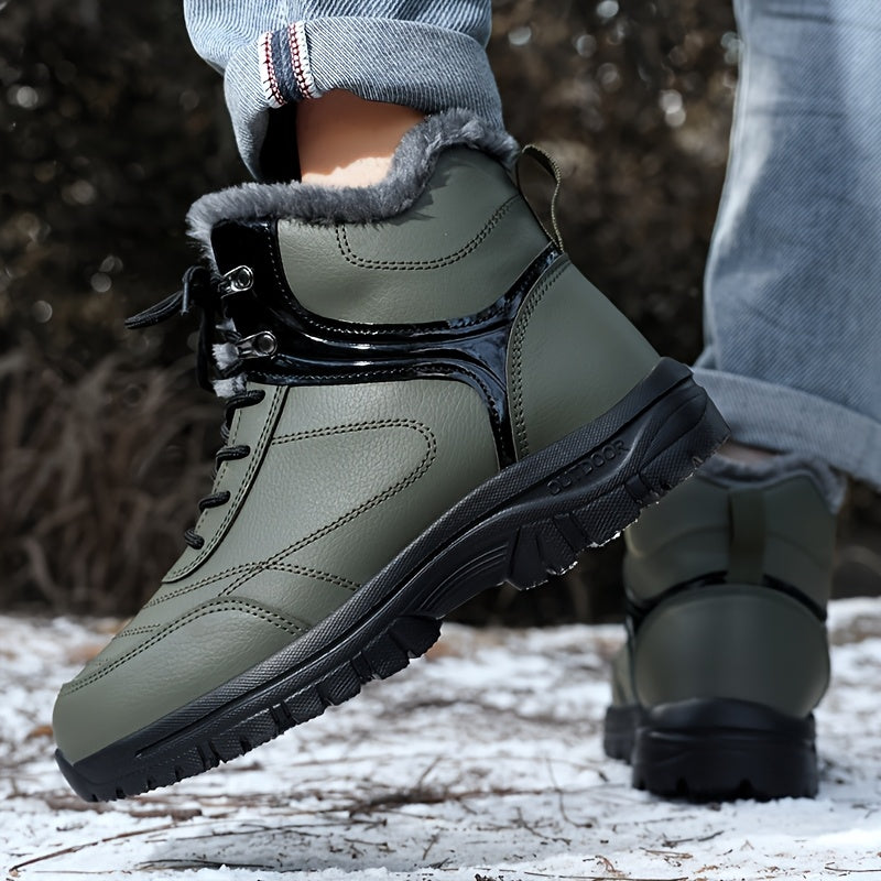 Men'S High-Top Snow Boots for Winter, Featuring Thickened Fleece for Warmth, Designed for Outdoor Activities with Slip-Resistant And Wear-Resistant Properties.