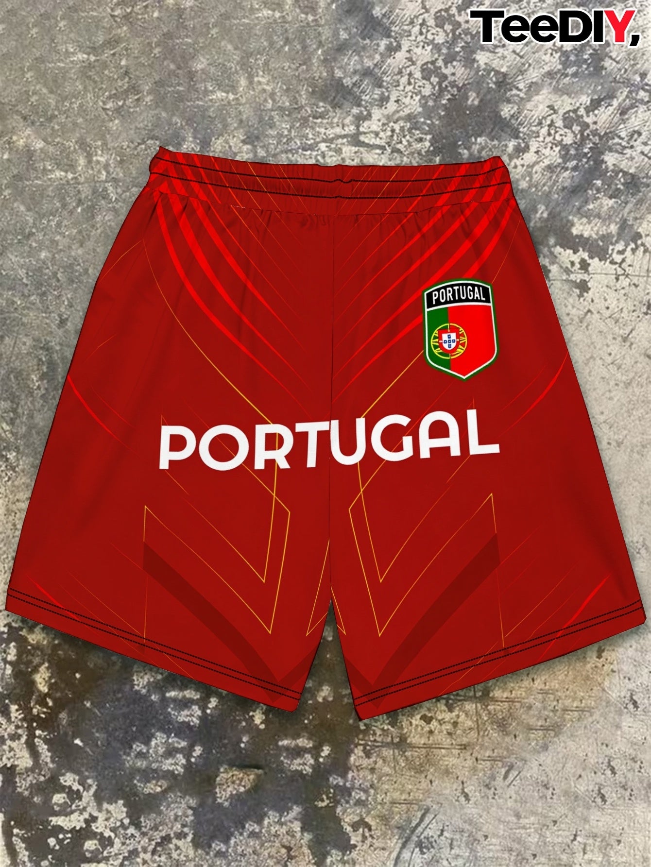 Men's Casual Portugal Football Pride Polyester Shorts - ayq