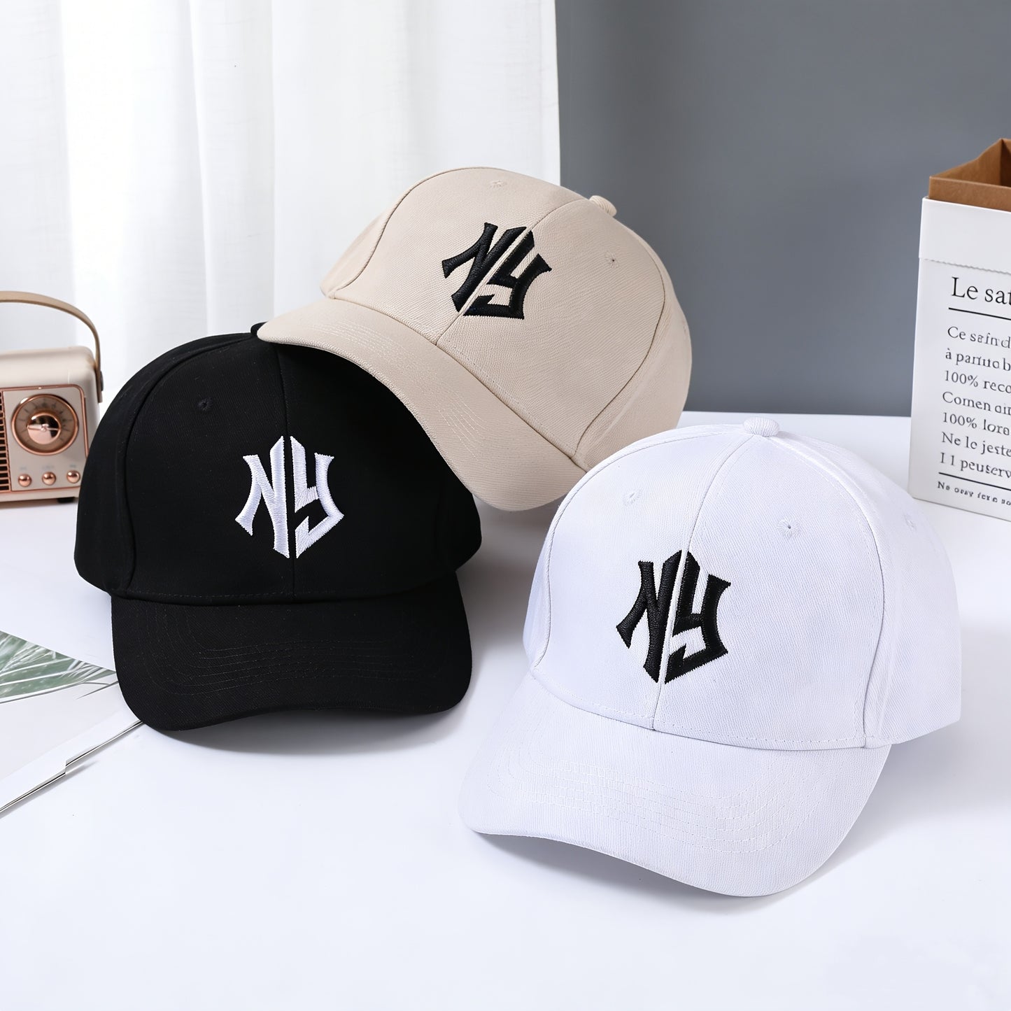 Embroidered NY Baseball Caps for Men & Women - Breathable Polyester