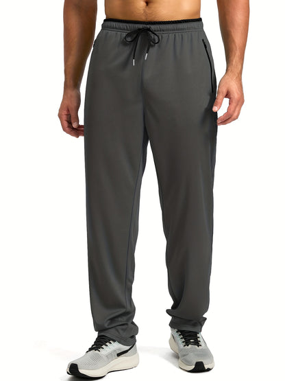 Men's Sports Pants With Drawstring And Zippered Pockets, Lightweight And Breathable Bottoms For Running/Casual Wear