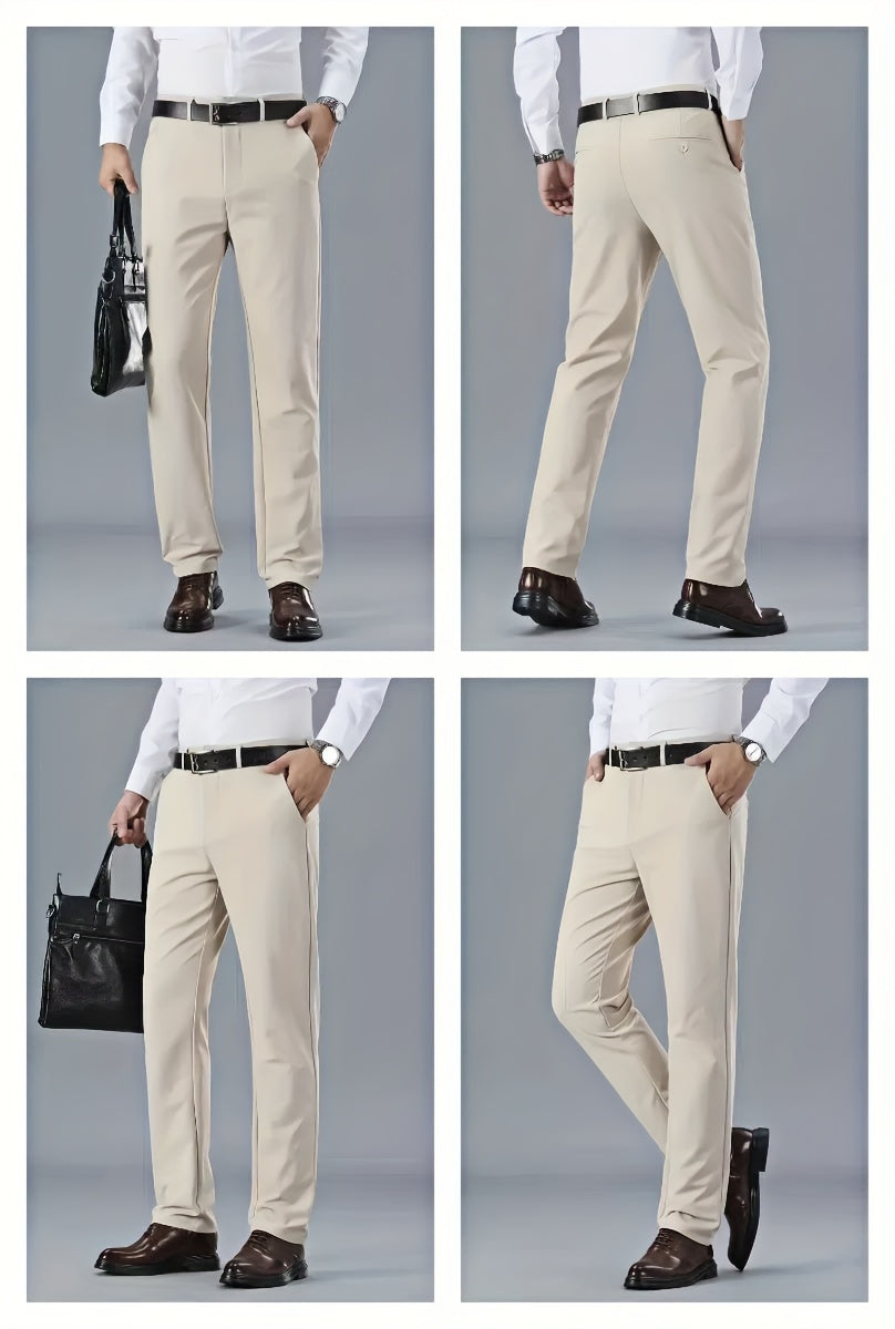 Men's Solid Color Business Casual Pants, Lightweight Business Style Versatile Trousers for Office