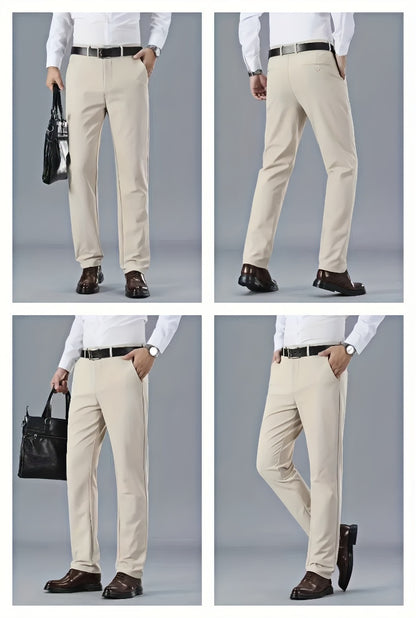 Men's Solid Color Business Casual Pants, Lightweight Business Style Versatile Trousers for Office