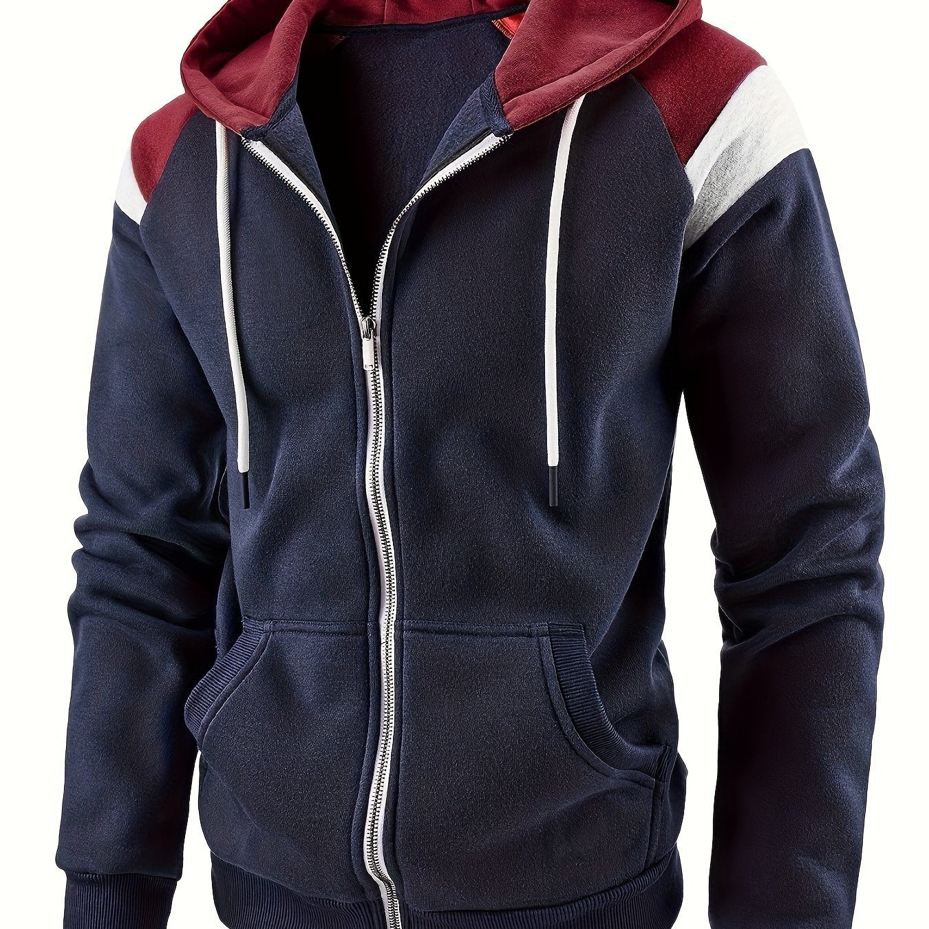 Men's Zip-Up Hoodie Jacket - Full-Zip Front Closure, Zipper Cardigan, Long Sleeve Pullover for Gym, Office, Everyday - Lightweight Warmth in Burgundy/Black/ Colors Available - Easy-Care Zippered Casual Outerwear, Hoodie Zip U