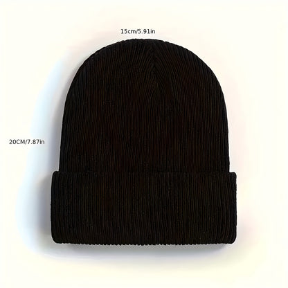 Men's Retro Santa Claus Print Beanie Hat - Red & White Christmas Knit Cap with Iconic Santa Face, Golden Ho Ho Ho Logo-like Charm, Stretchy Warm Winter Cap for Holiday Parties, New Year's & Casual Wear (Hand Washable)