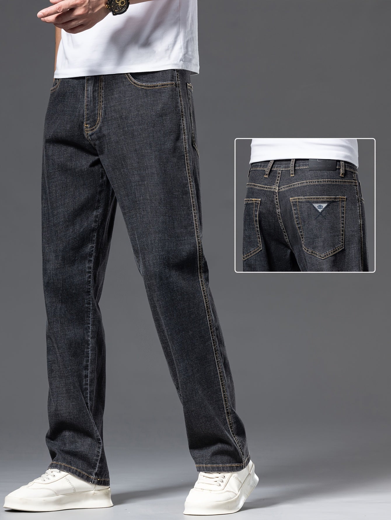 Geng Yuanshi High-End Summer Men's Jeans New Trend Fashion Straight-Leg Light Business Stretch Denim Pants