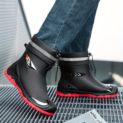 Men's Lightweight Waterproof PVC Rain Boots for Outdoor Use