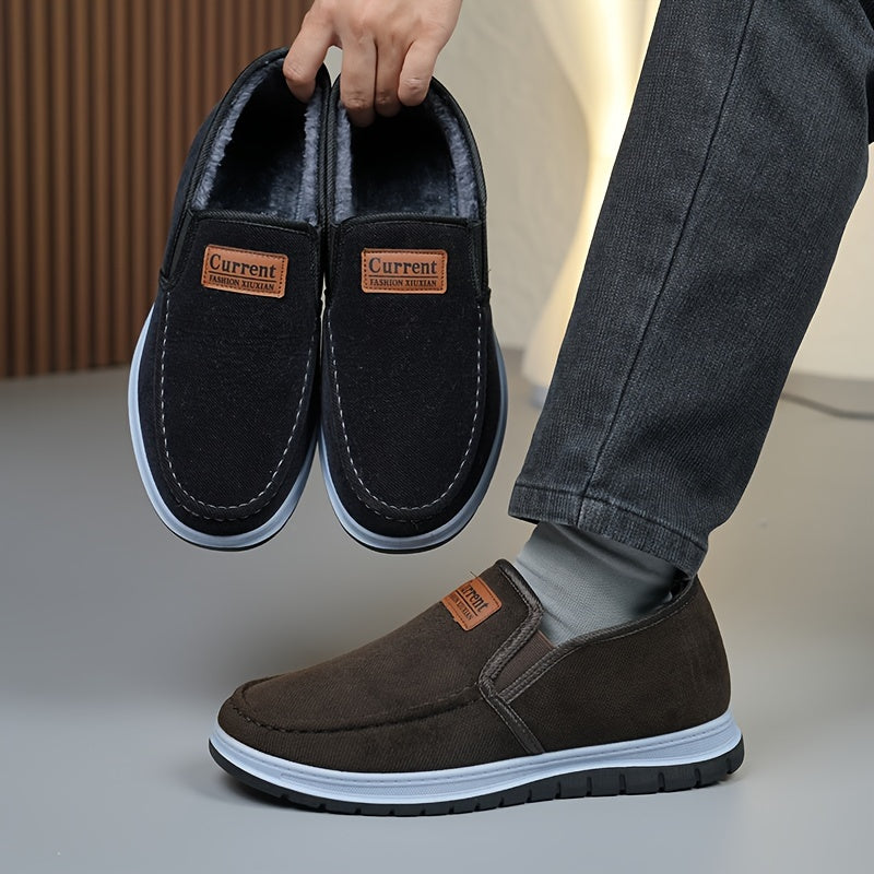 2024 Winter New Men's Boots, Comfortable Casual Versatile Slip-On -Lined Boots, Non-Slip Wear-Resistant Dad Shoes
