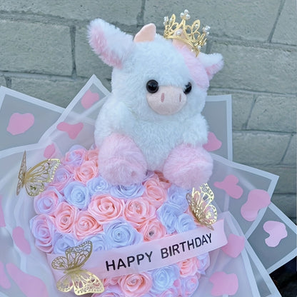 Adorable Pink Cow Plush Toy for Home Decor and Office Display