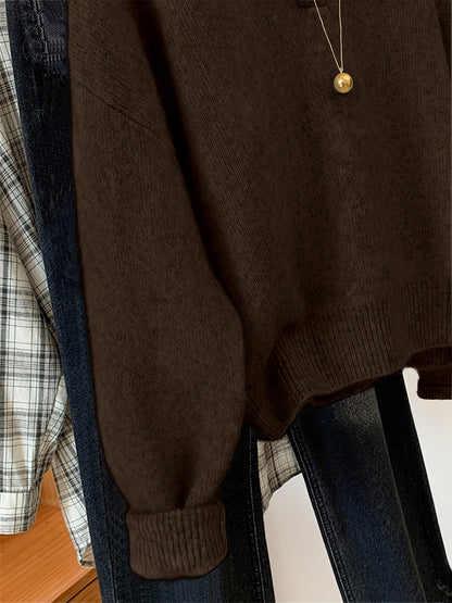 Vintage V-Neck Pullover Sweater for Women - Soft Fall Knit