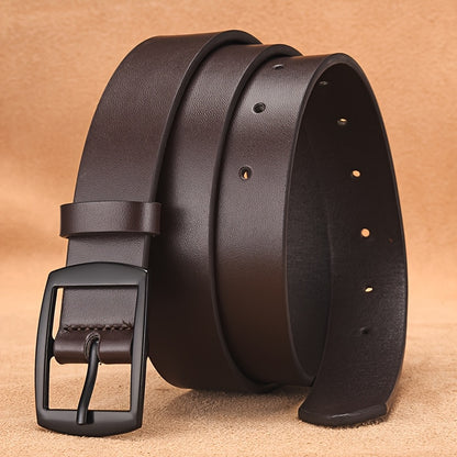 CKIRUV Men'S Elegant Faux Leather Belt with Alloy Buckle, Fashionable Business Casual Accessory, Ideal Valentine's/Mardi Gras/Campus Gift, Black