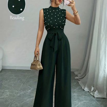 Անթև, բարձր օձիքով, լայն ոտքով կոմբինեզոն