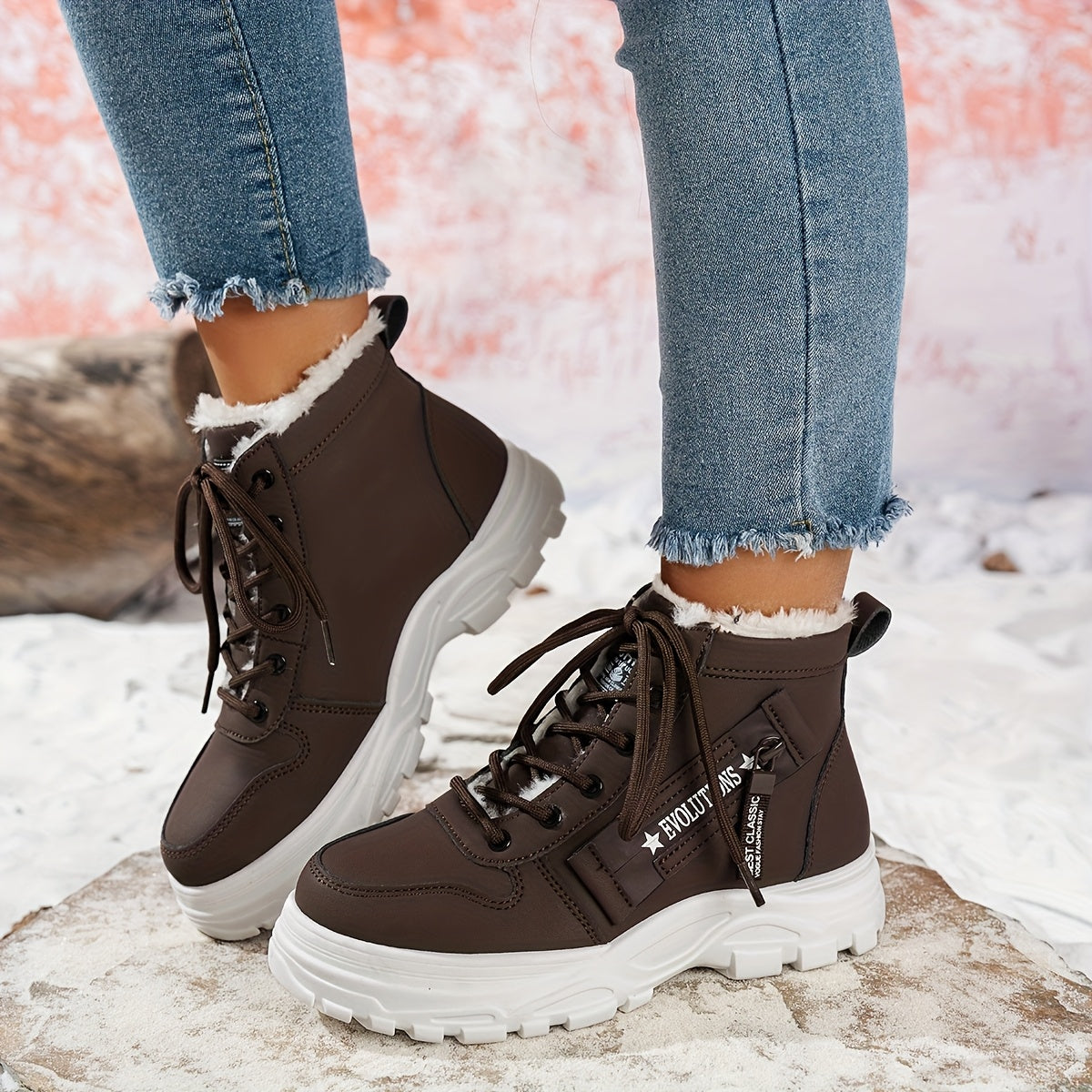 Կանացի ձմեռային ձնագնացքներ - Տաք երեսպատված, չսահող, բարձրակրունկ արտաքին ցանկացած առիթի համար կոշիկներ, ռիբավորված մեղմացնող ներդիրով, սև, իդեալական են ցուրտ եղանակի համար, ձմեռային կոշիկներ | Ոճային ձմեռային կոշիկներ | Դիմացկուն կոշիկներ