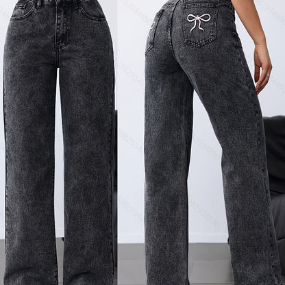 Loose Straight Leg Jeans, Casual Versatile Denim Pants For Women, Women's Clothing & Denim