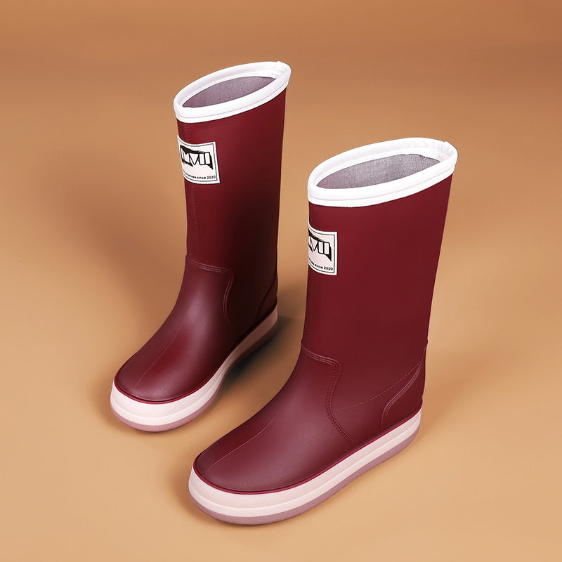 Men's High-Top PU Rain Boots All-Season Slip-On Style