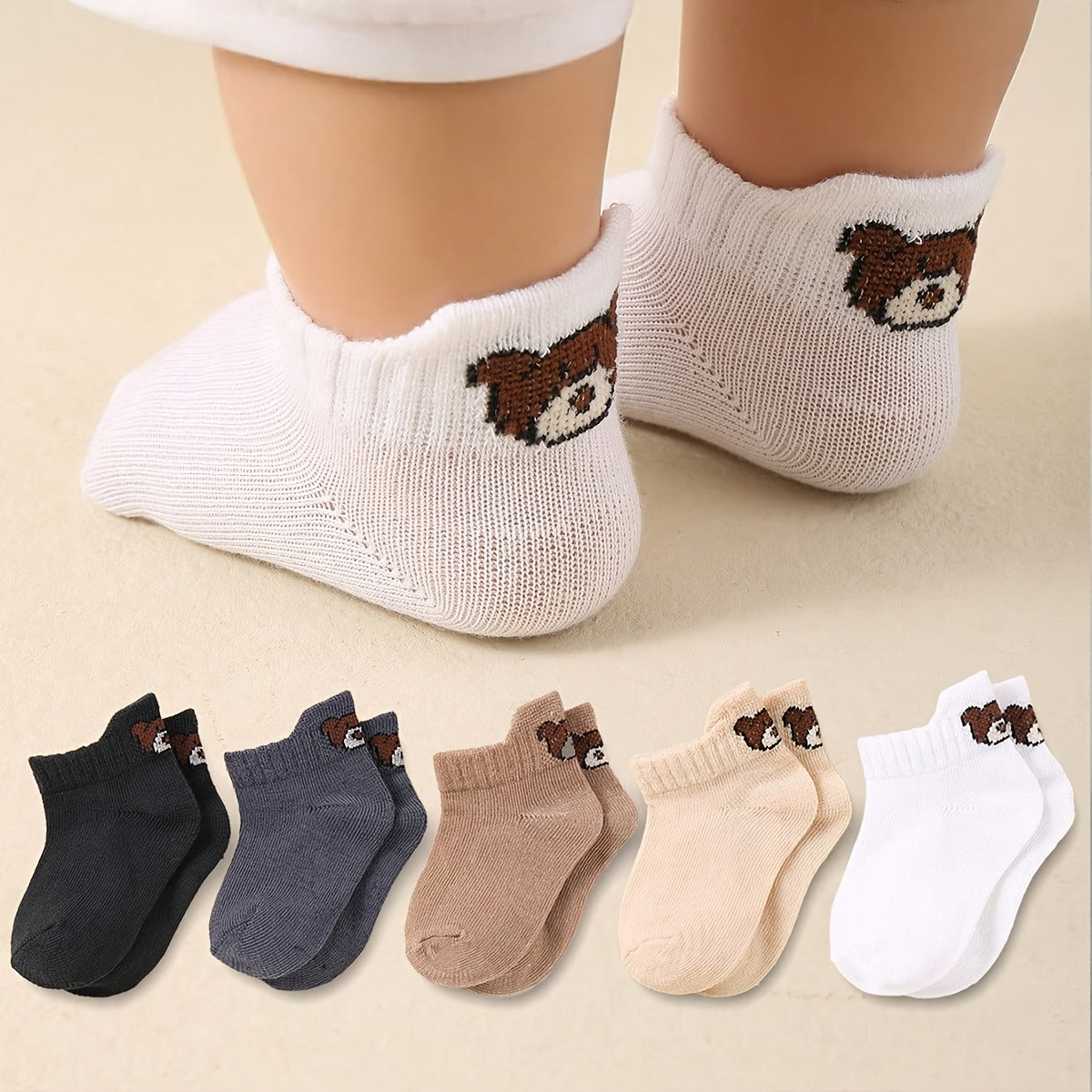 5 Pairs Breathable Knee-Length Socks for Baby Spring Summer