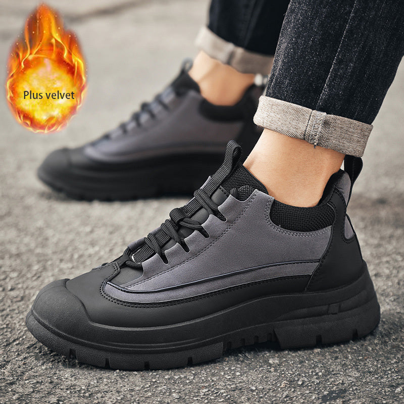 Men's Winter Casual Soft-Soled Lace-Up Shoes, Korean Style