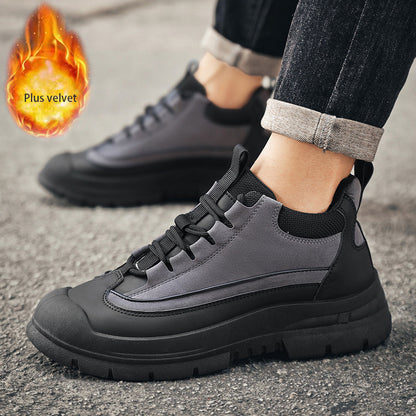 Men's Winter Casual Soft-Soled Lace-Up Shoes, Korean Style