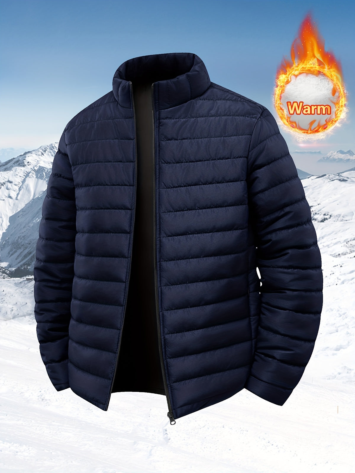 Men's Quilted Stand Collar Jacket for Autumn Winter