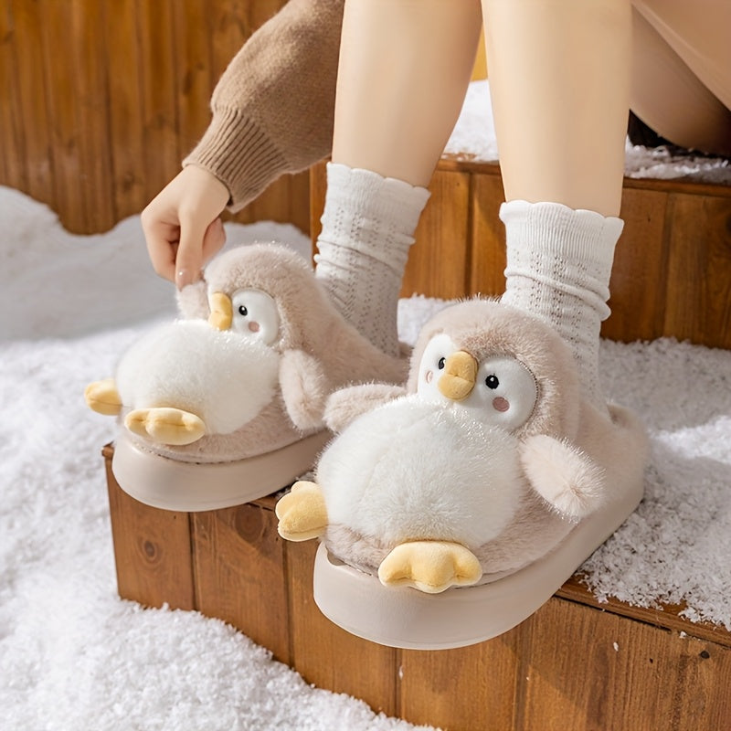 Women's Cute Penguin Plush Slippers - Winter Warm Slip-On Indoor House Shoes with Adorable Black & White Penguin & Beak Design, Soft Sole & Plush Lining, Pink Belly & Yellow Beak for -Like Comfort (Adults &), Slippers For Wom