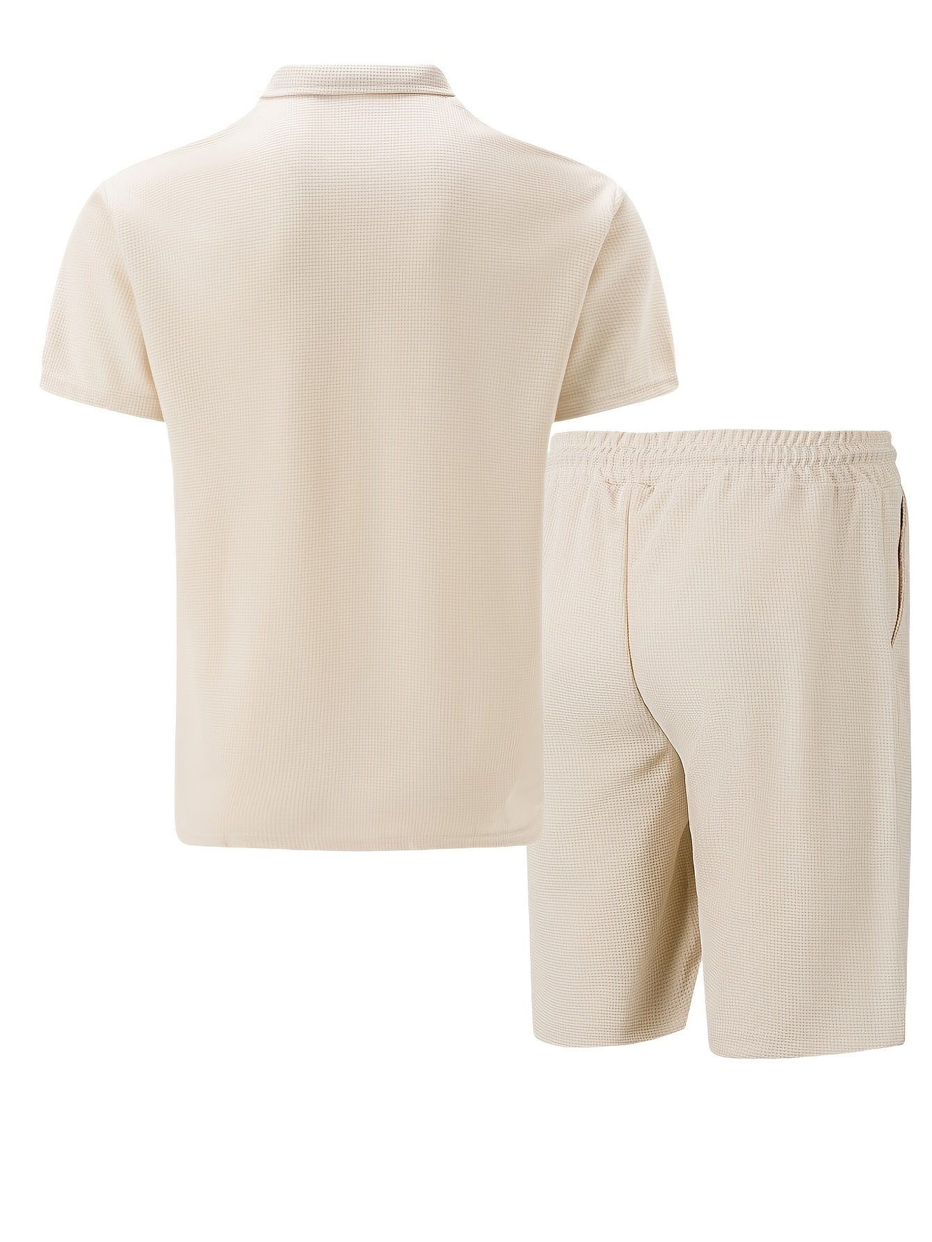 Men's Summer Casual 3-Piece Tracksuit Waffle Knit Half-Zip