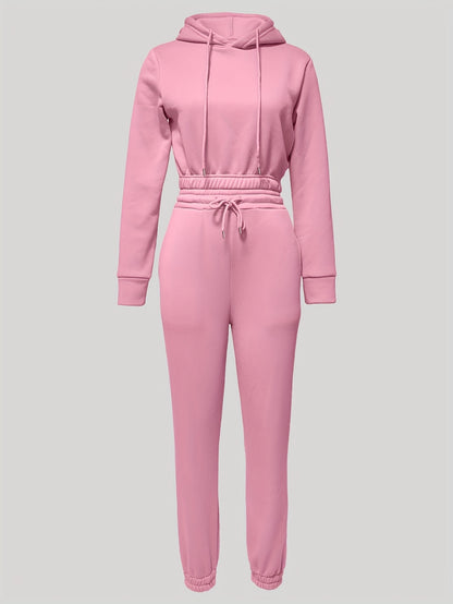 Women's Casual Hooded Sweatshirt & Drawstring Pants Set for Fall/Winte - ayq