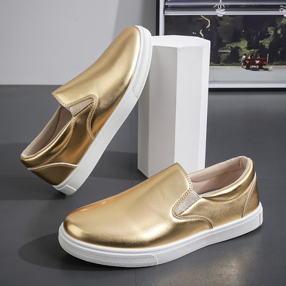 Men's Casual Slip-On White Sneakers, Lightweight All-Season Shoes