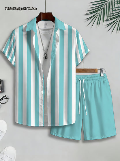 Men's Casual Summer Shirt & Shorts Set with Unique Print