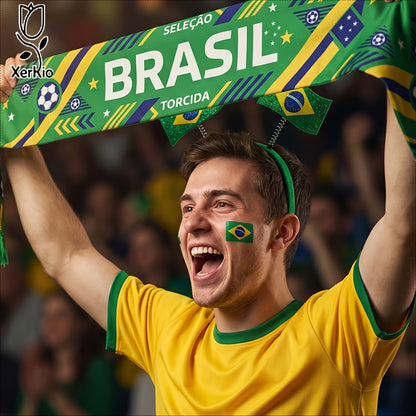Football Fan Cheer Set - National Flag Scarf, Stickers, Whistle