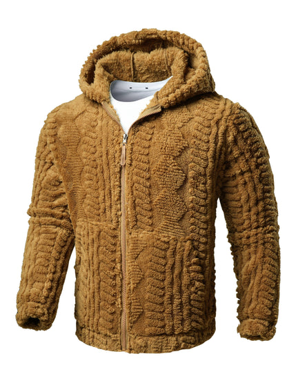 [Elson OBM] Solid Color Fashion Hooded Jacket, Long Sleeve Zip-Up Outerwear, Windproof and Warm, Comfortable for Autumn and Winter, Ideal as a Gift