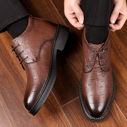 Տղամարդու ձմեռային տաք բրդյա ծածկույթով բարձրակրունկ կոշիկներ՝ չսահող, դիմացկուն, ոճային սև օքսֆորդներ՝ գործնական և առօրյա հագուստի համար, իդեալական են հարսանիքների և բացօթյա միջոցառումների համար, ձմեռային կոշիկներ | Նրբագեղ ոճ | Կայուն ռետինե ներբան