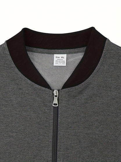 Men's Lightweight Stand Collar Jacket - Olive Green Softshell Zipper Jacket with Pockets, Regular Fit for Spring/Fall Hiking & Casual Outdoor Wear, Hiking Accessories