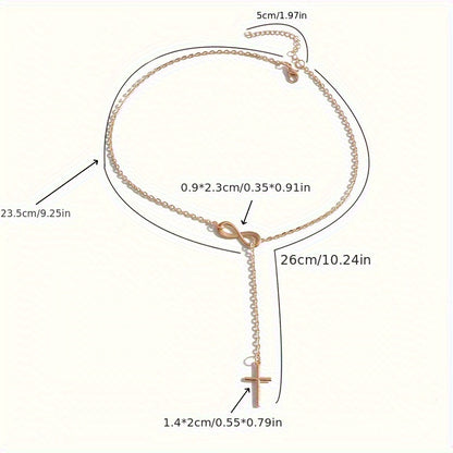 Մինիմալիստական ​​Lucky 8 նիշանոց Cross Short Necklace Jewelry