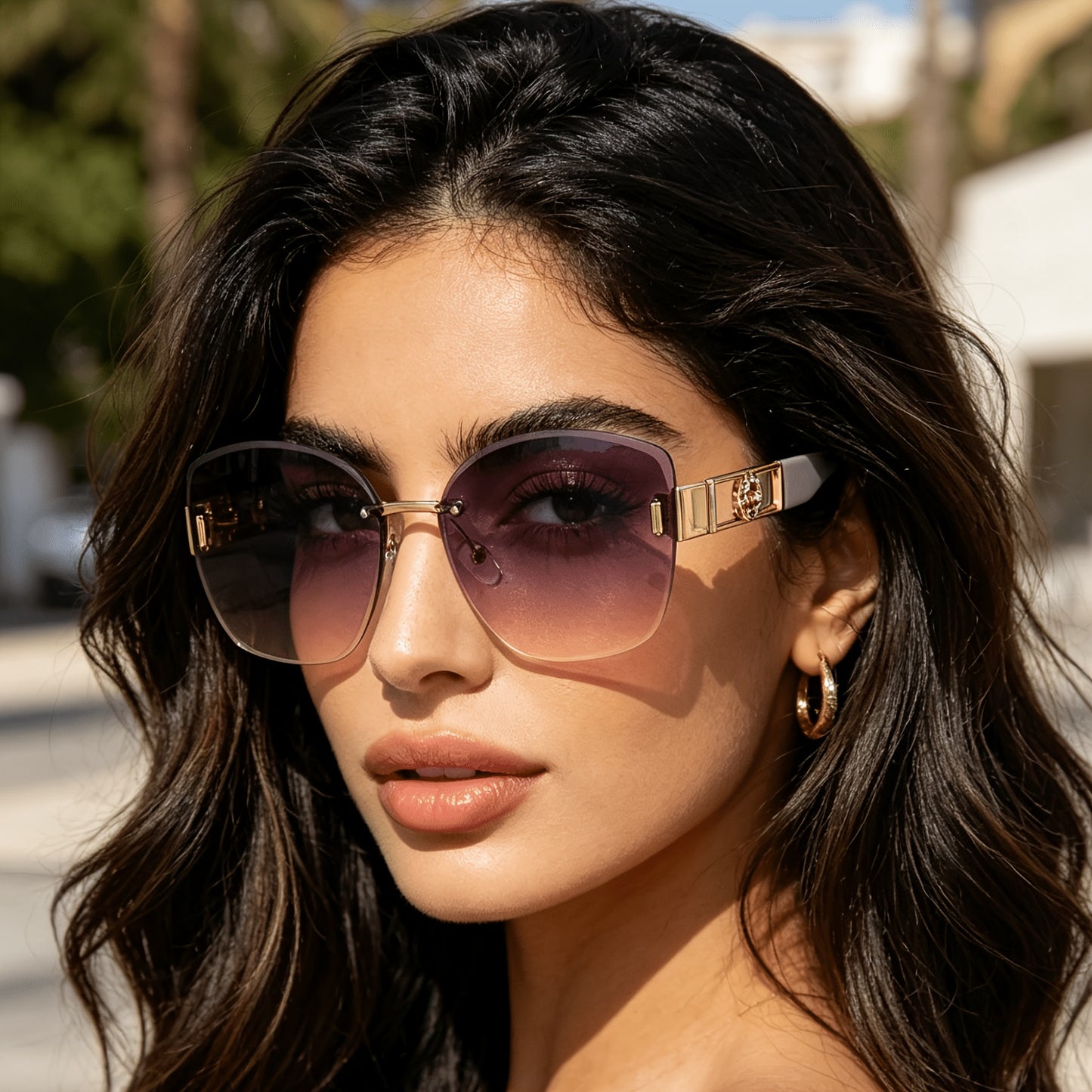 Women's Butterfly Rimless Sunglasses UV400 Protection