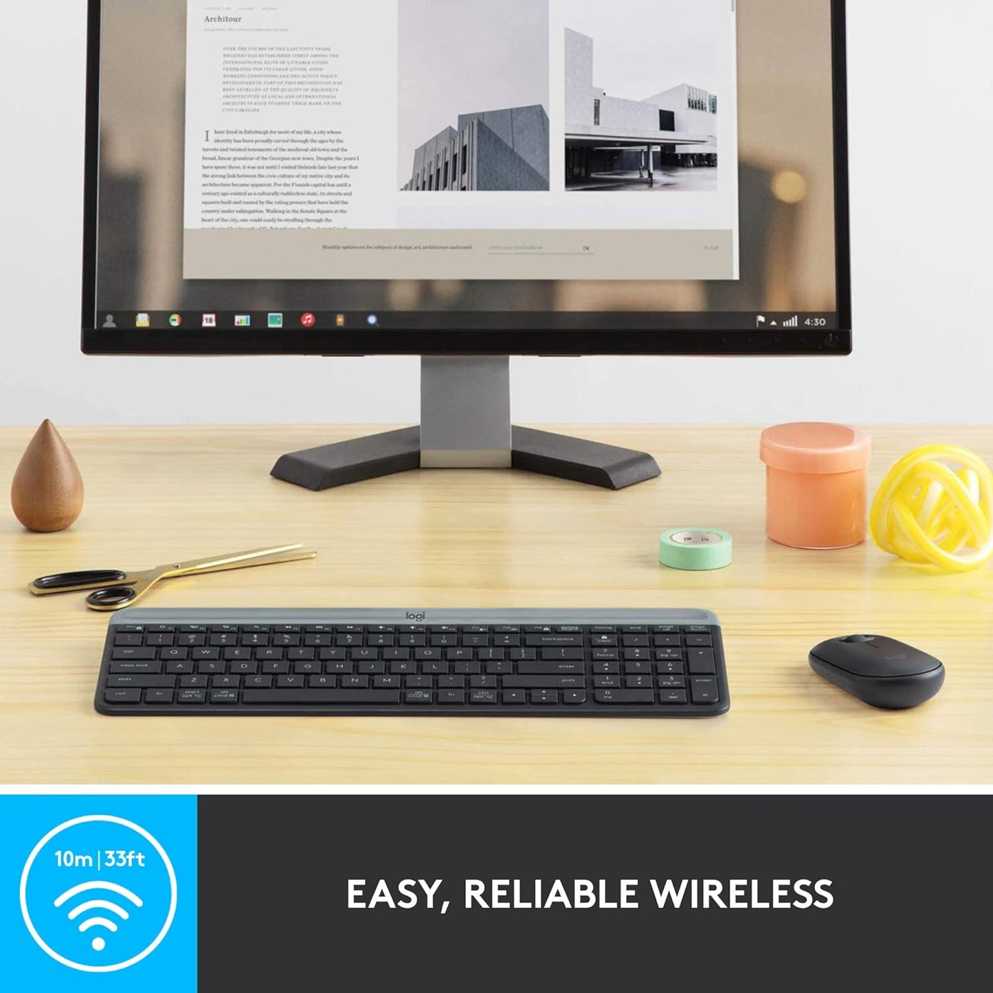 Logitech MK470 Slim Wireless Keyboard and Mouse Combo - Modern Compact Layout, Ultra Quiet, 2.4 Ghz USB Receiver, Plug N' Play Connectivity, Compatible with Windows - Graphite