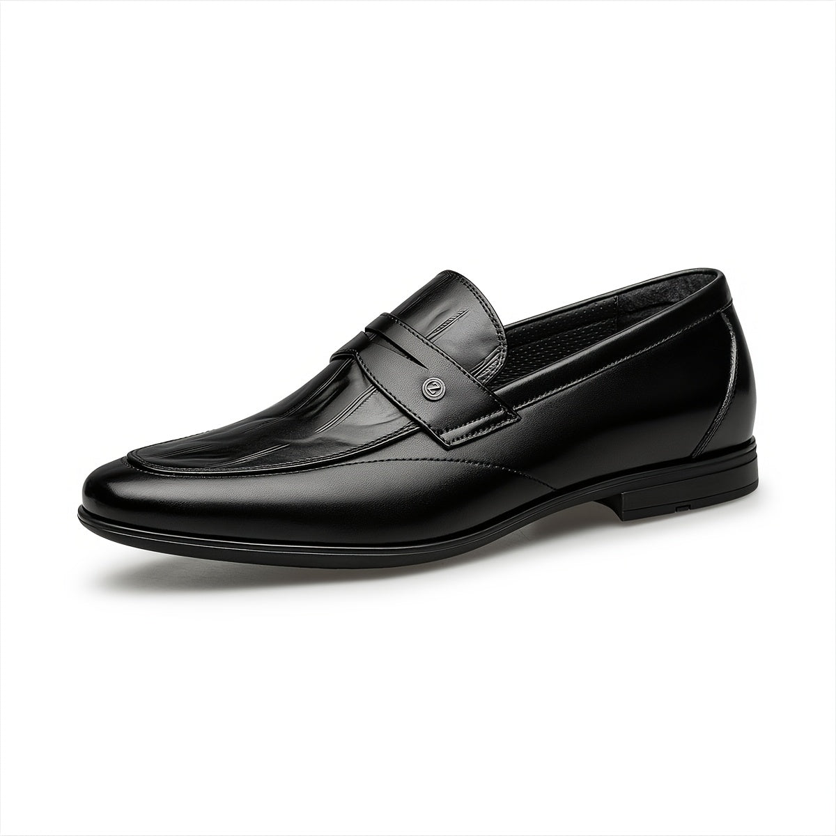 Men's Leather Embossed Loafers Casual Business Slip-On Shoes