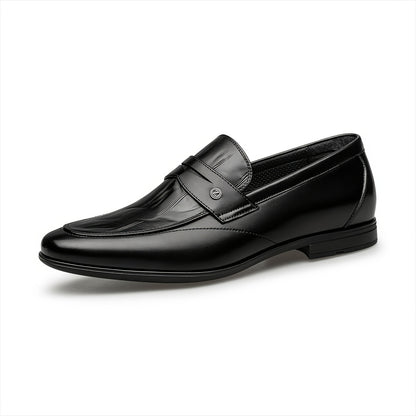 Men's Leather Embossed Loafers Casual Business Slip-On Shoes